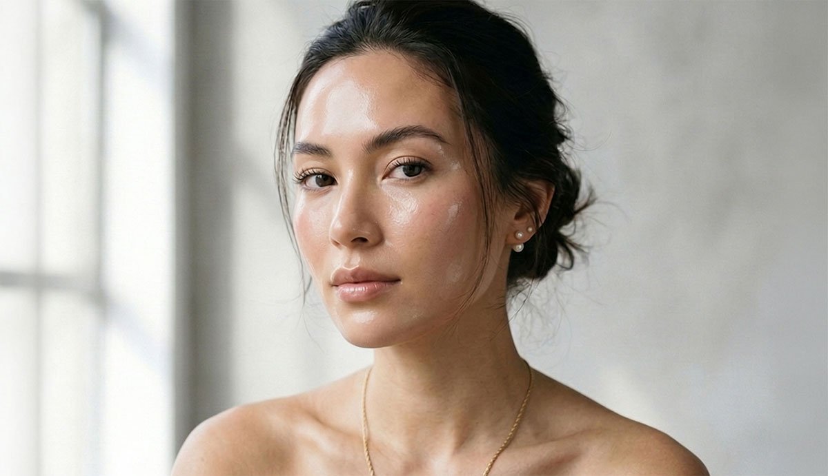 Woman with healthy, luminous, glowing skin after skin regeneration treatment